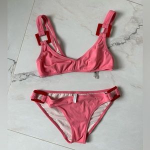 Solid and striped bikini